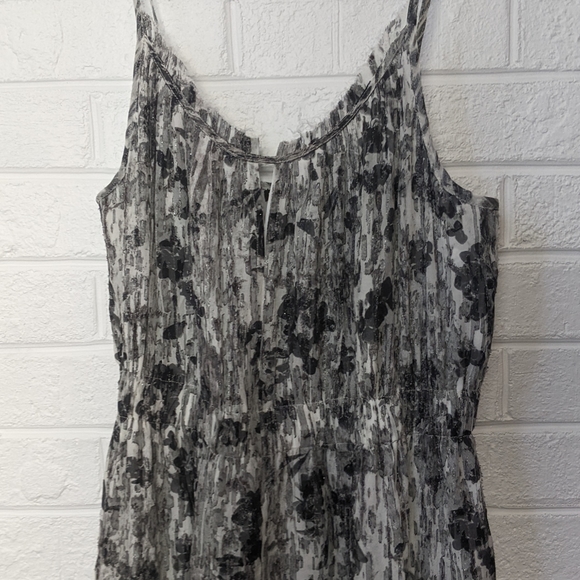 Theory Musea Silk Multi Black Shimmer Floral Maxi Dress - Picture 4 of 8